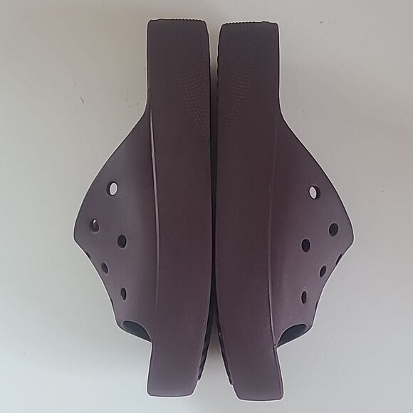 Crocs Classic Platform Slides Sandals Dark Cherry Size 6 - Picture 9 of 13